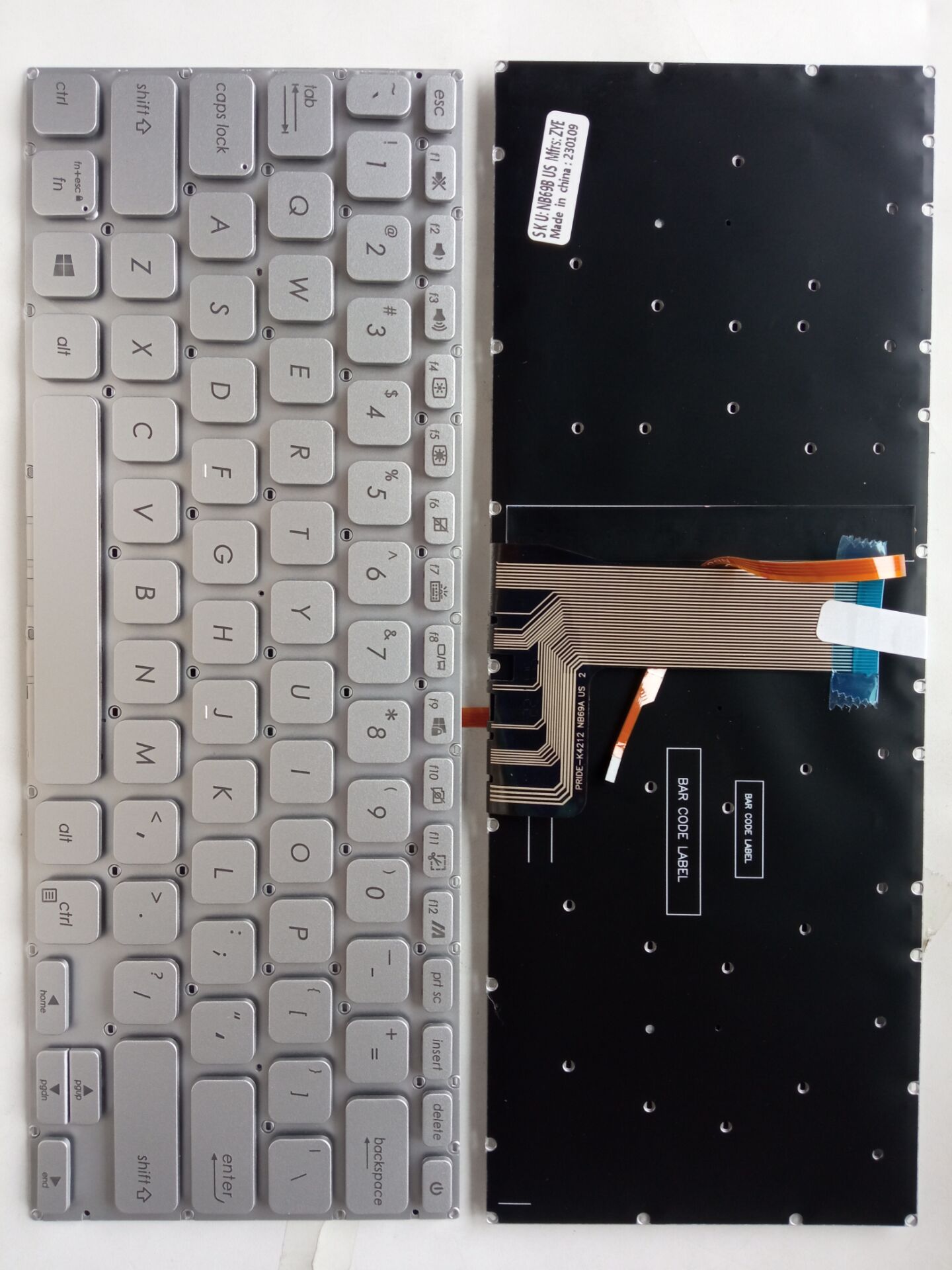 Picture of New Replacement Laptop Keyboard For ASUS X415 SILVER Backlit (OEM) US Layout